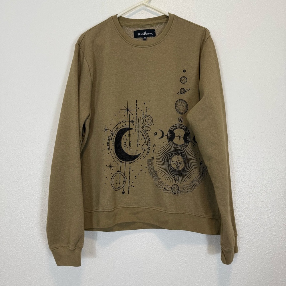 Blind Rooster Sweatshirt Higher Plane Astrology Zodiac Celestial Graphic XL